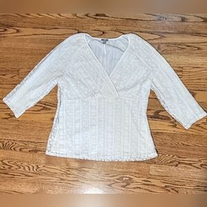 XL J. Jill Lace Babydoll Faux Wrap V-neck Lined Delicate Feminine White Elevated